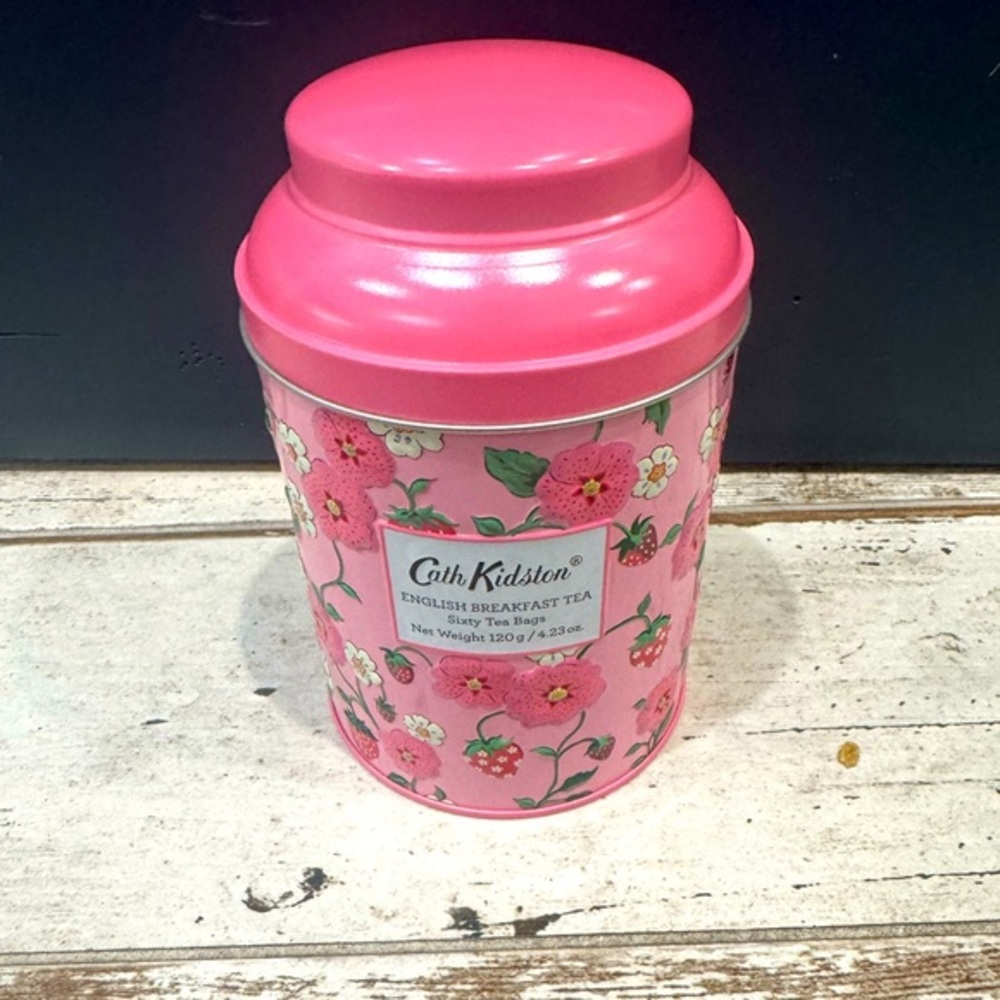 Cath Kidston Pink  Floral collectible Tea Tin- w/ 60 🍓English Breakfast tea bahs